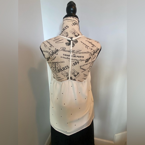 nine britton cream polka dot halter tank, sz Small - Picture 4 of 4